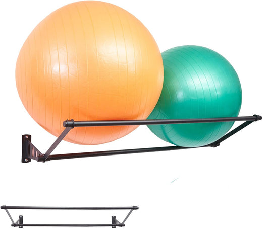 Sportbal wandhouder voor fitnessballen mat zwart