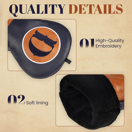 Golfclub hoofdhoezen 3 stuks van kunstleer voor driver fairway en hybrid – golfheadcovers – clubbescherming