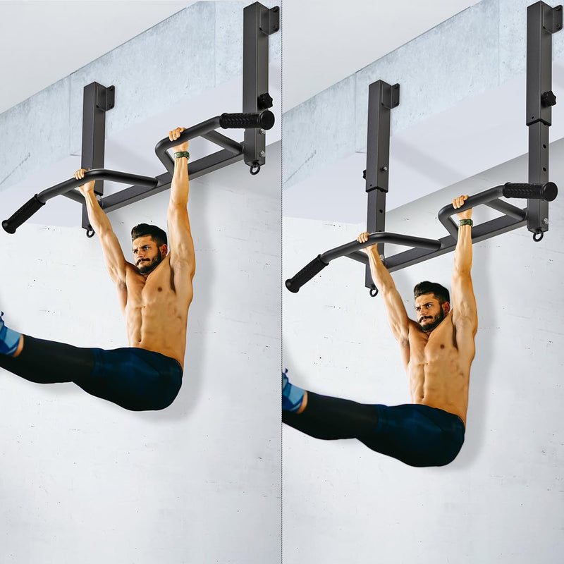 Chargez l'image dans la visionneuse de la galerie, Optrekstang voor plafondmontage met 4 gripposities tot 227 kg – pull-up bar – krachttraining
