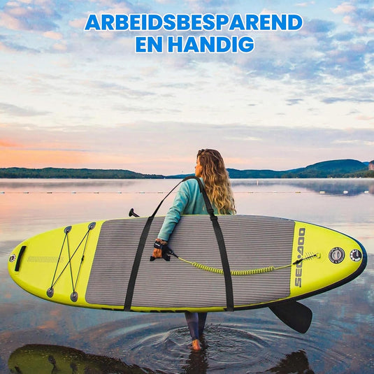 Verstelbare draagriem voor surfplank SUP kajak en longboard – gevoerde schouderriem – zwart
