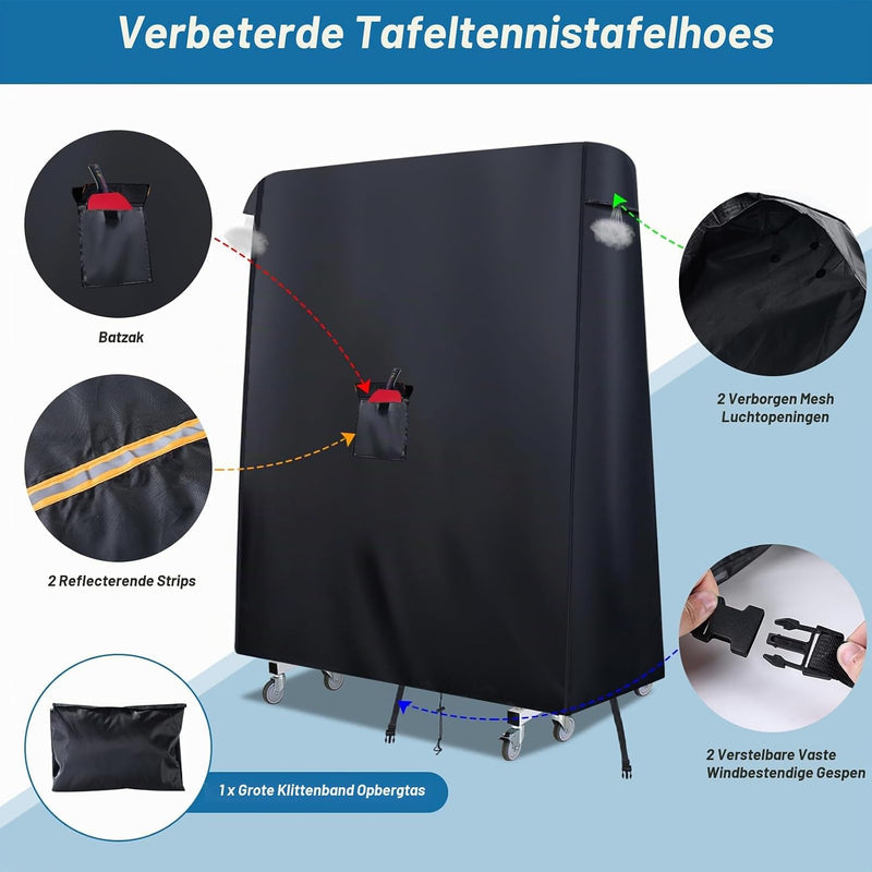 Load image in Gallery Viewer, Table tennis table cover 165 x 70 x 185 cm, made of 420D Oxford fabric with UV protection – ping-pong cover – table protector
