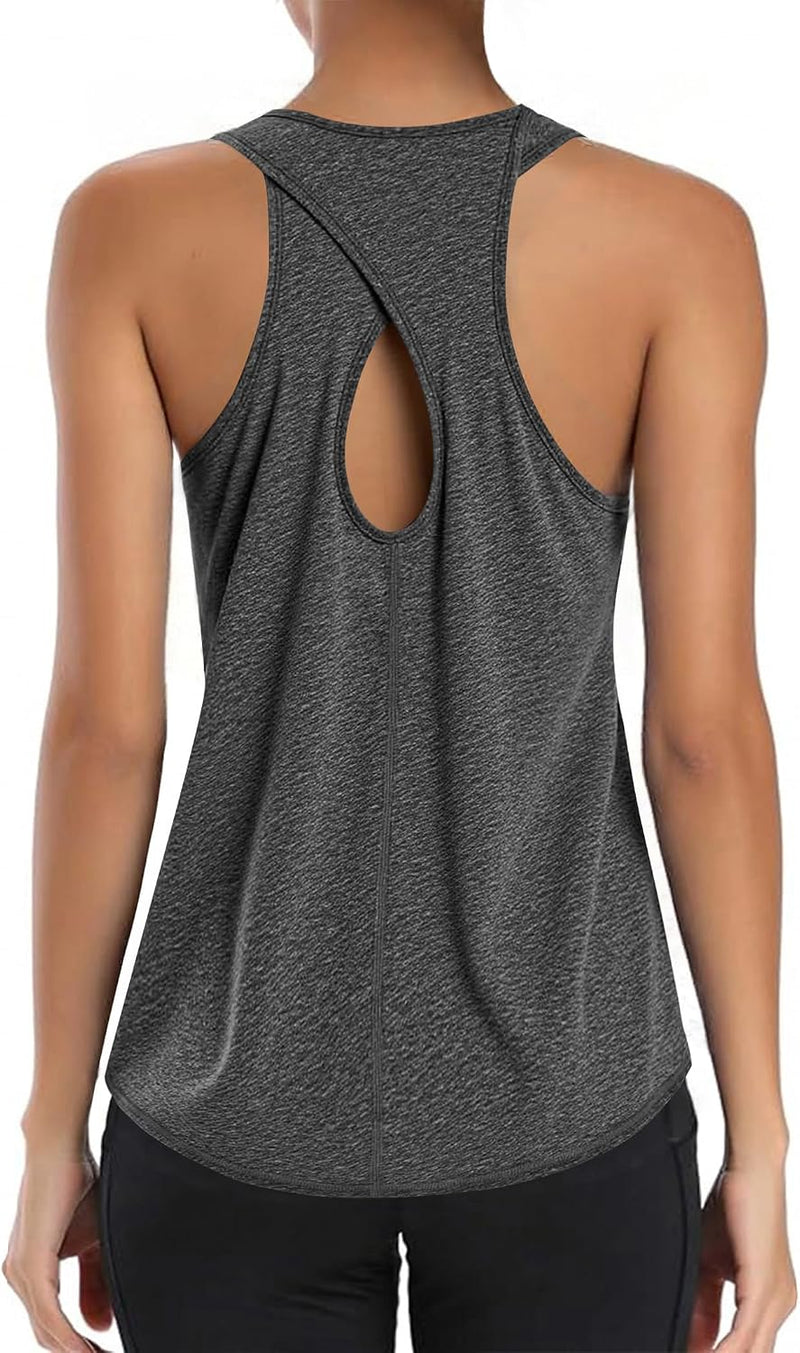 Load image into Gallery viewer, Dames sporttop mouwloos sneldrogend met open rug – fitness top – yoga shirt
