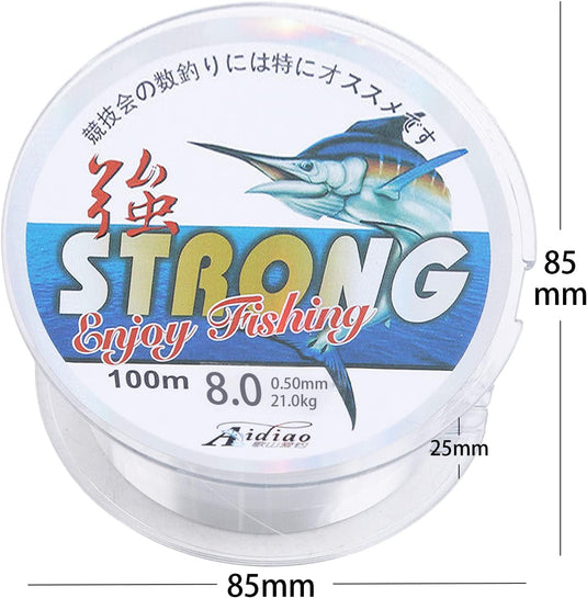 Doorzichtige vislijn 8.0spoel, 0,5 mm diameter monofilament lijn, nylon visdraad slijtvast, visdraad sterke spanning voor zeevissen, veel gebruik in dagelijkse/ambachten/hangende decoraties, 100/200 m