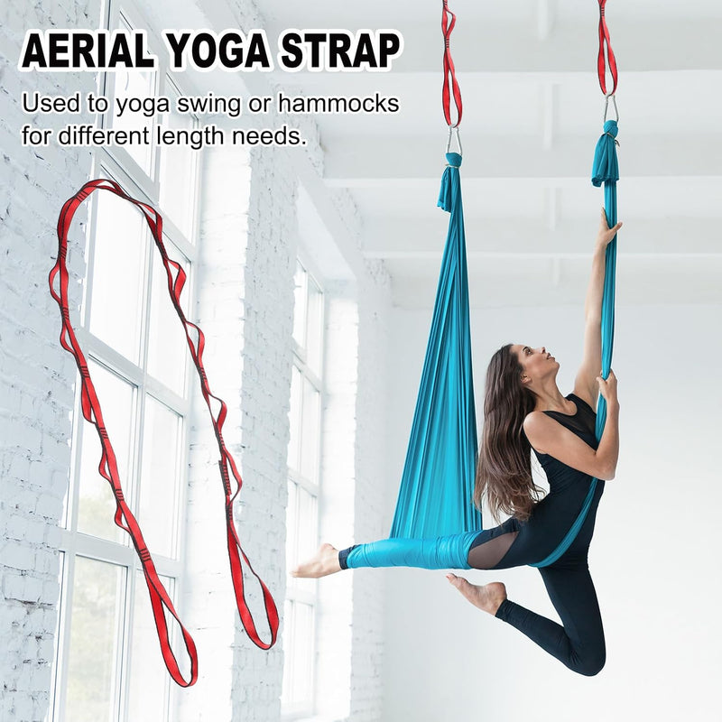 Załaduj obraz do przeglądarki galerii, Daisy chain ophangbanden 2 stuks 180 cm met 12 lussen blauw – verstelbare nylon riemen – aerial yoga accessoires
