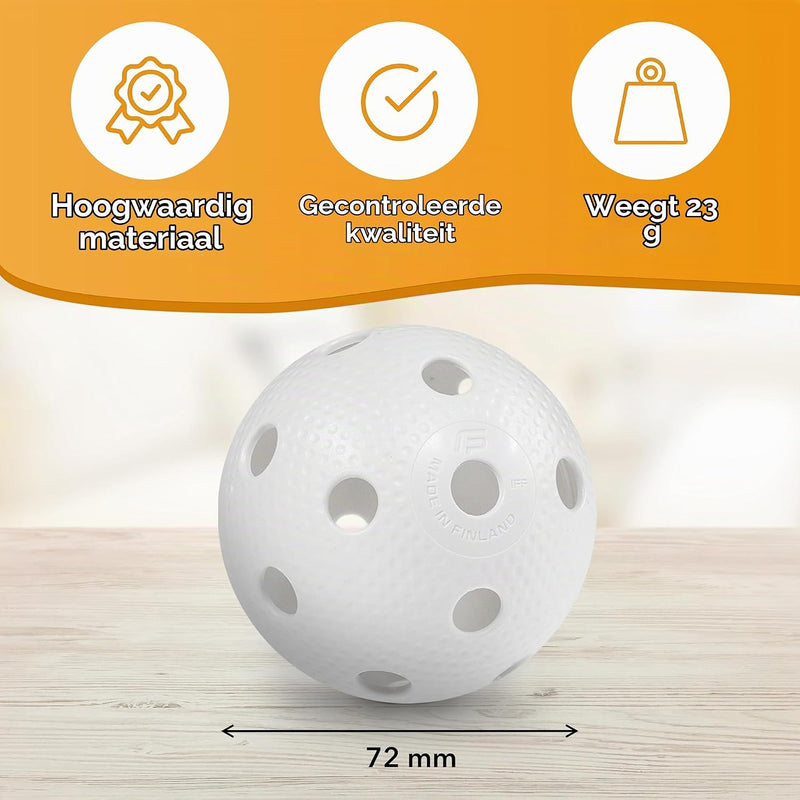 Charger l’image dans la visionneuse de galerie, Balles de floorball, lot de 24, 72 mm, en plastique avec 26 trous et homologuées par l’IFF – balles d’unihockey – hockey en salle

