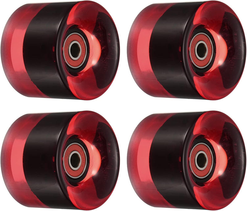 Load image into Gallery viewer, Longboard wielen 60 mm 80A met ABEC-9 lagers 4 stuks transparant rood – cruiser skateboard wielen
