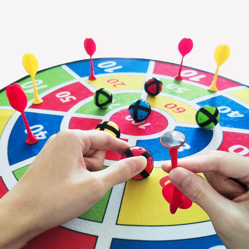 Bild im Galerie-Viewer laden, Doppelseitiges Dartboard für Kinder, 66 cm, mit Dinosauriermotiv und 14 Wurfzubehörteilen – Dinosaurierspiel – Zieltraining
