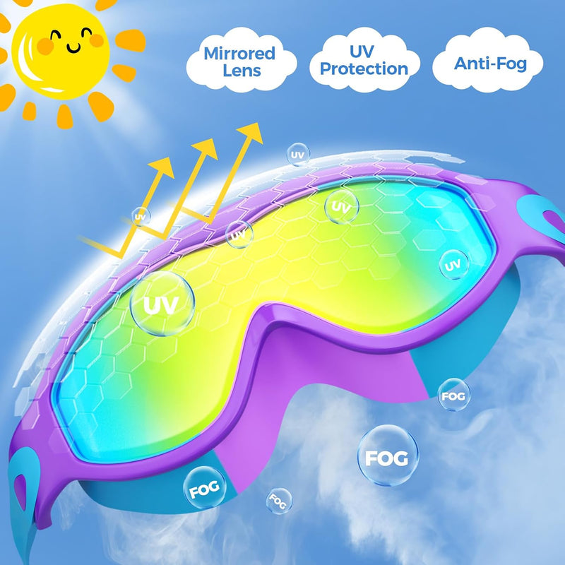 Charger l’image dans la visionneuse de galerie, Lunettes de natation pour enfants, lot de 2, de 6 à 14 ans, avec traitement antibuée et protection UV – équipement de natation – masques de plongée
