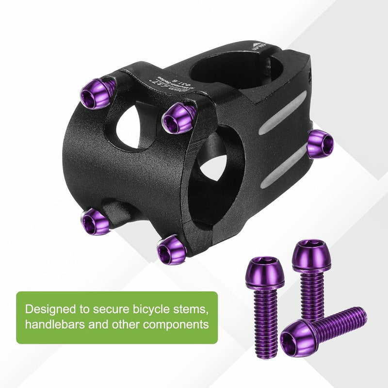Laden Sie das Bild in Galerie -Viewer, Fietsstuurpen bouten 6 stuks M6 x 20 mm paars met ringen en inbussleutel – fietsbouten – BMX MTB accessoires
