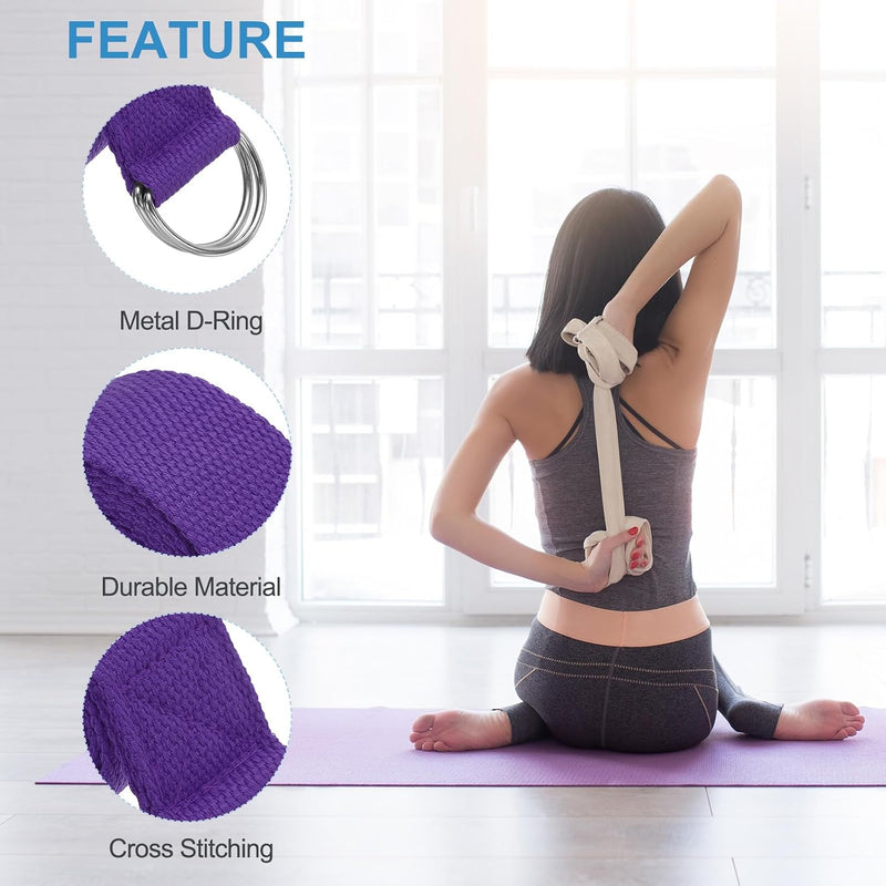 Załaduj obraz do przeglądarki galerii, Yogariemen 6 stuks 180 x 3,8 cm van katoen met D-ring bruin – stretchbanden – yoga pilates accessoires
