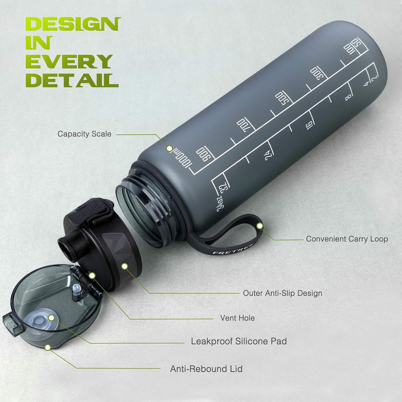 Laden Sie das Bild in Galerie -Viewer, Drinkfles 1 liter BPA-vrij met antislip grip en lekvrije sluiting – waterfles – sportfles
