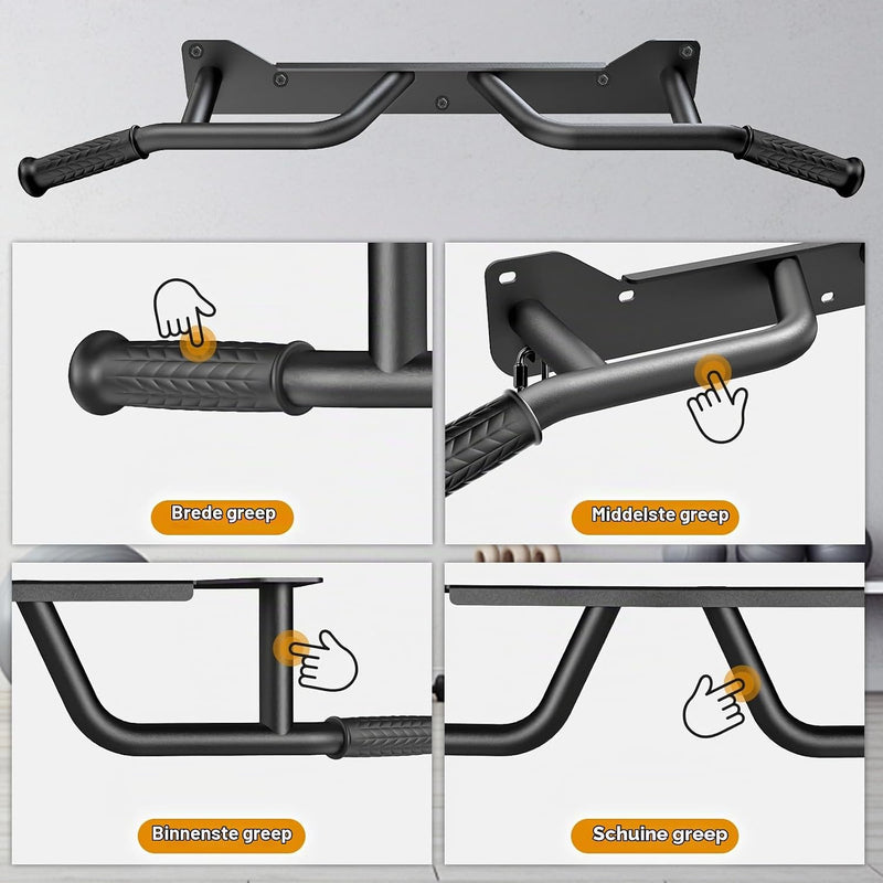 Laad afbeelding in Galerijviewer, Wandgemonteerde optrekstang met meerdere gripposities tot 272 kg – pull-up bar – krachttraining
