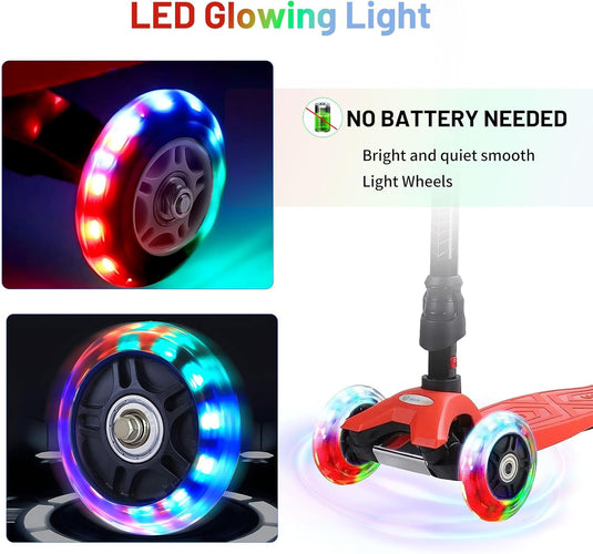 DBREAKS Lichtgevende stuntstep, wielen met ledverlichting, 100 mm, ABEC, 9 kogellagers, hardheid 88A, geschikt voor alle scooters (zwart)