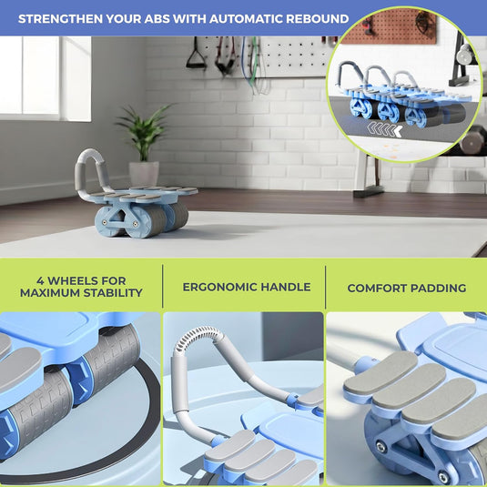 Ab roller met automatische rebound elleboogsteun en telefoonhouder – buikspiertrainer – ab wheel