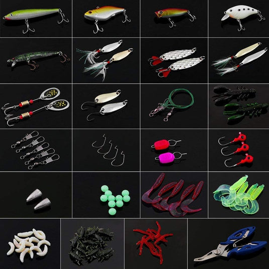 Kunstköder-Set mit 120 Teilen, Spinnern, Softbaits und Hardbaits inklusive Aufbewahrungsbox – Raubfischköder – Angelzubehör