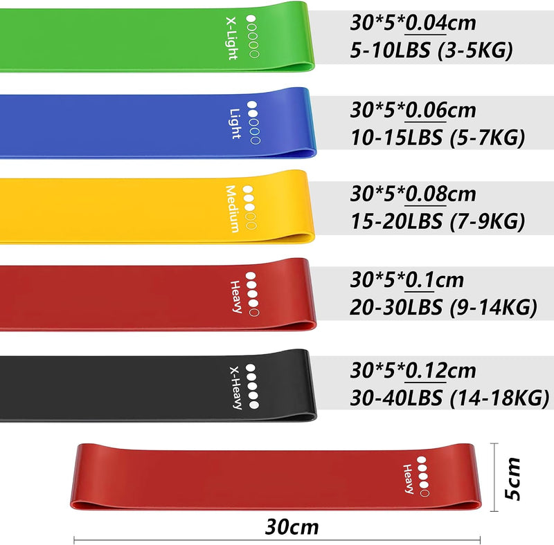 Load image into Gallery viewer, Resistance Band Set Van 5, Natuurlijk latex Weerstandsbanden, Resistance Band Set Met Oefeninstructies En Draagtas, Gymnastiekband Voor Yoga, Pilates, Fitness, thuis trainen, stretchen
