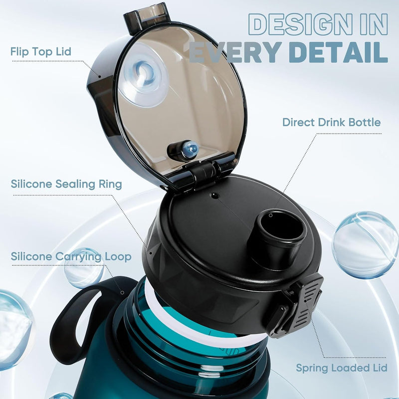 Laden Sie das Bild in Galerie -Viewer, Drinkfles 1 liter BPA-vrij met antislip grip en lekvrije sluiting – waterfles – sportfles

