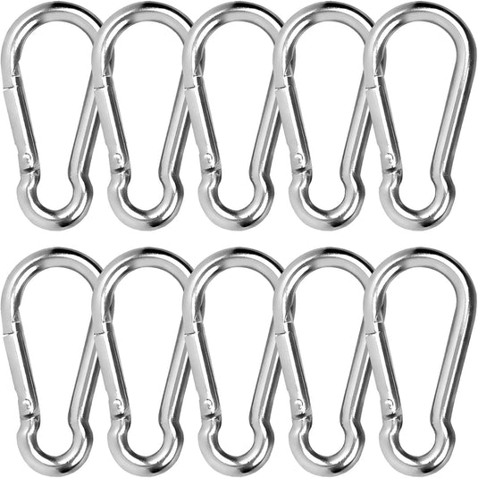 Lot de mousquetons en acier inoxydable 304, de différentes tailles, avec fermeture solide – clips mousquetons – crochets de fixation