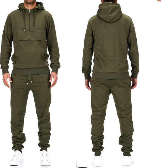 Tracksuit with joggers and sweatshirt made from 70% cotton with a slim fit - sportswear - jogging outfit