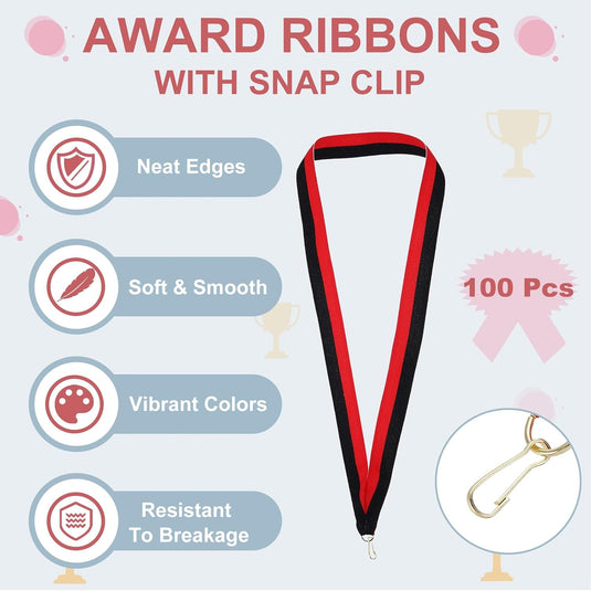 Medaille neklinten 100 stuks 43 x 2,2 cm met klikclips – award linten – sport accessoires
