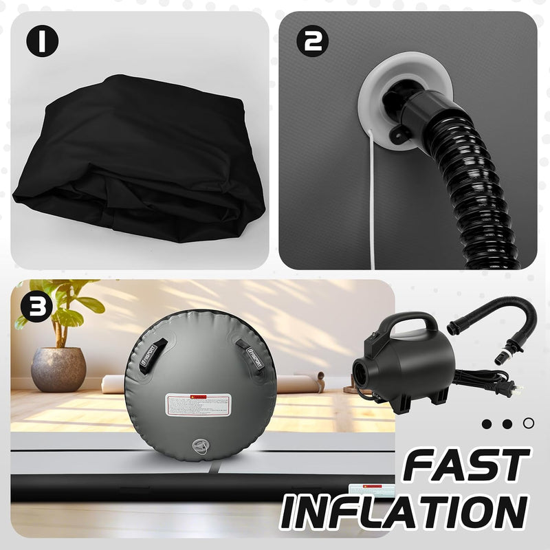 Chargez l'image dans la visionneuse de la galerie, Opblaasbare turnmat 3 m met air roller – 10 cm dik – gymnastiekmat met elektrische pomp voor tumbling en cheerleading
