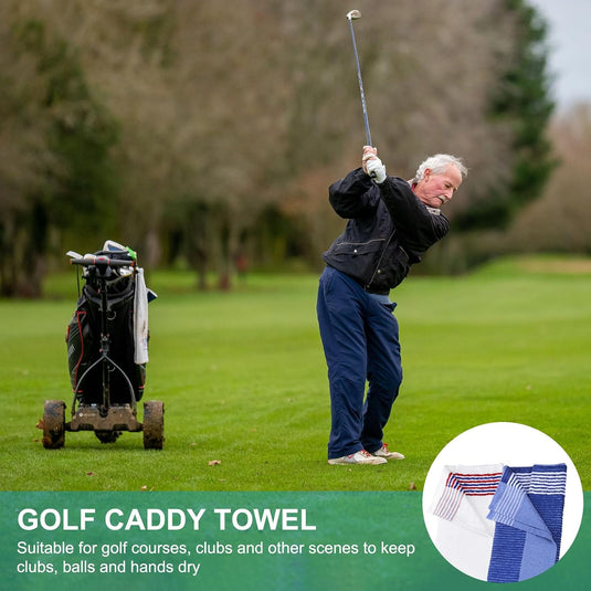 Golf towel 112 x 56 cm made of black and white cotton – absorbent caddy towel – golf accessories