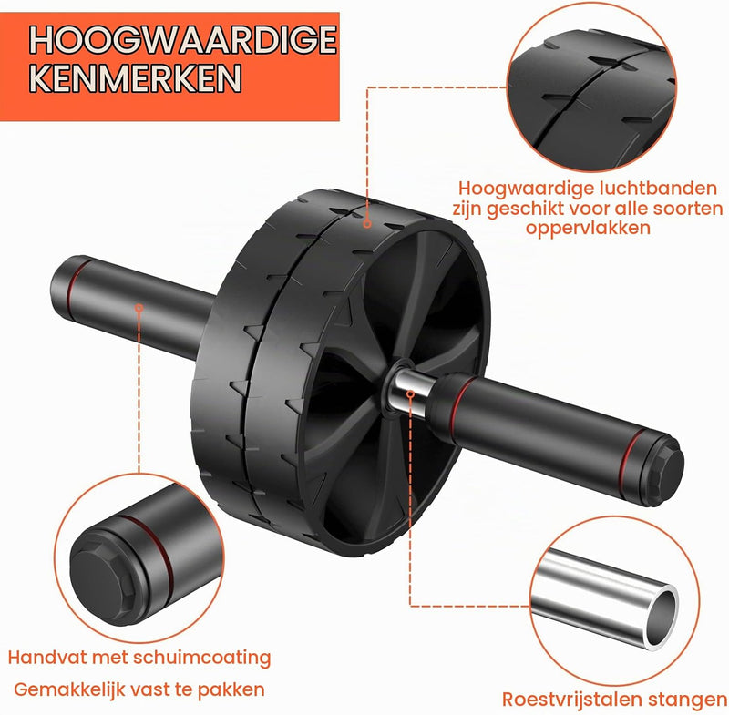 Load image into Gallery viewer, Ab roller met verstelbare dubbele wielen en kniemat tot 200 kg – buikspiertrainer – ab wheel
