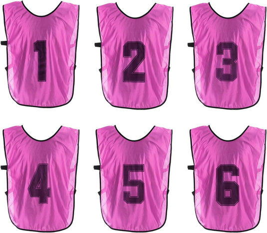 Voetbal trainingshesjes 6 stuks genummerd 1 tot 6 voor volwassenen – teamvesten – sporthesjes