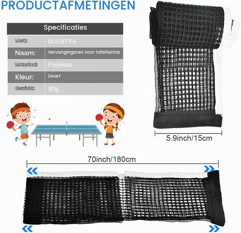 Charger l’image dans la visionneuse de galerie, Filets de rechange pour tennis de table, 2 pièces, en polyester résistant à l’usure, pour tables de 152 cm – filets de ping-pong – accessoires de tennis de table
