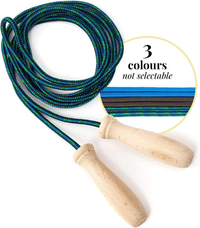 Load image into Gallery viewer, Tuuli Accessories – Jump Rope with Wooden Handles and Cotton Rope, Skipping Rope for All Ages, Exercise Tool for Fitness, 230 centimeters
