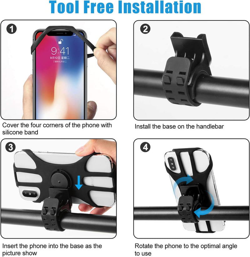 Laad afbeelding in Galerijviewer, MOSUO Universele telefoonhouder voor fiets, siliconen, 360 graden draaiend, voor smartphones van 4,5-7,0 inch
