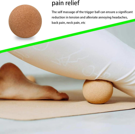 Kurk massageballen set van 2 stuks 6 cm
