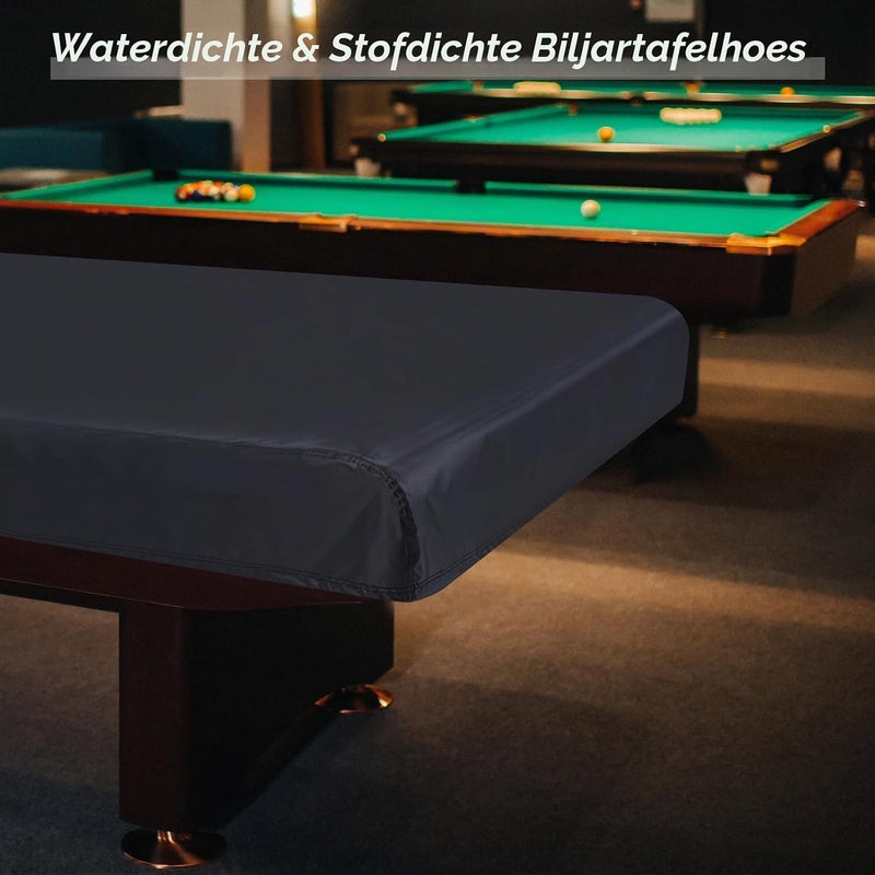 Laad afbeelding in Galerijviewer, Biljarttafelhoes 7 ft 233 x 132 x 20 cm waterdicht zwart – pooltafel afdekhoes – biljart accessoires
