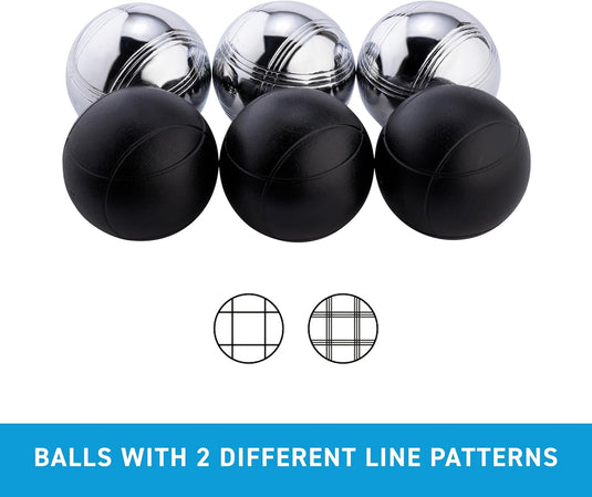 Jeu de pétanque avec 6 boules métalliques de 74 mm, sac de transport inclus – boules de pétanque – jeu d’extérieur