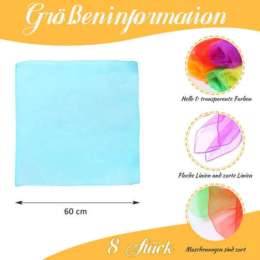 jongleerdoeken 60 x 60 cm – oranje dansdoeken voor kinderen, spel en beweging