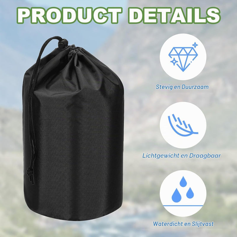 Załaduj obraz do przeglądarki galerii, Waterdichte opbergzakken 2 stuks 13 x 25 cm met trekkoord donkergrijs – stuff sacks – camping accessoires
