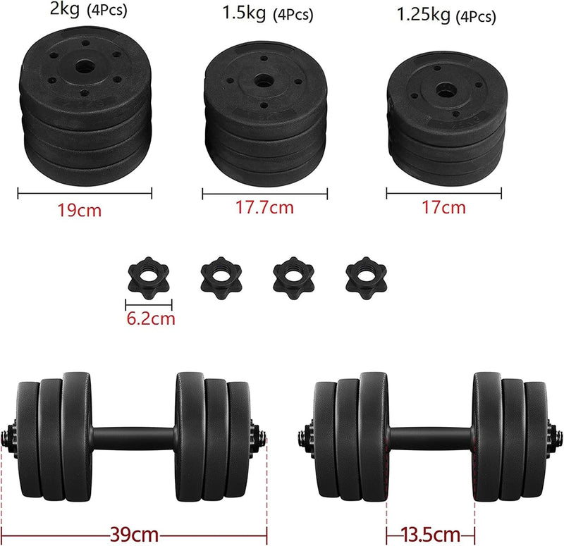 Laad afbeelding in Galerijviewer, Yaheetech Halterset, 20 kg, korte halters, gietijzeren halters met stersluitingen, fitness, gymnastiek, halters voor krachttraining

