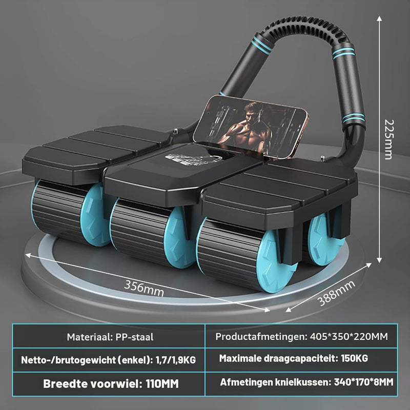 Laad afbeelding in Galerijviewer, Ab roller met automatische rebound en gevoerde elleboogsteun tot 150 kg – buikspiertrainer – ab wheel
