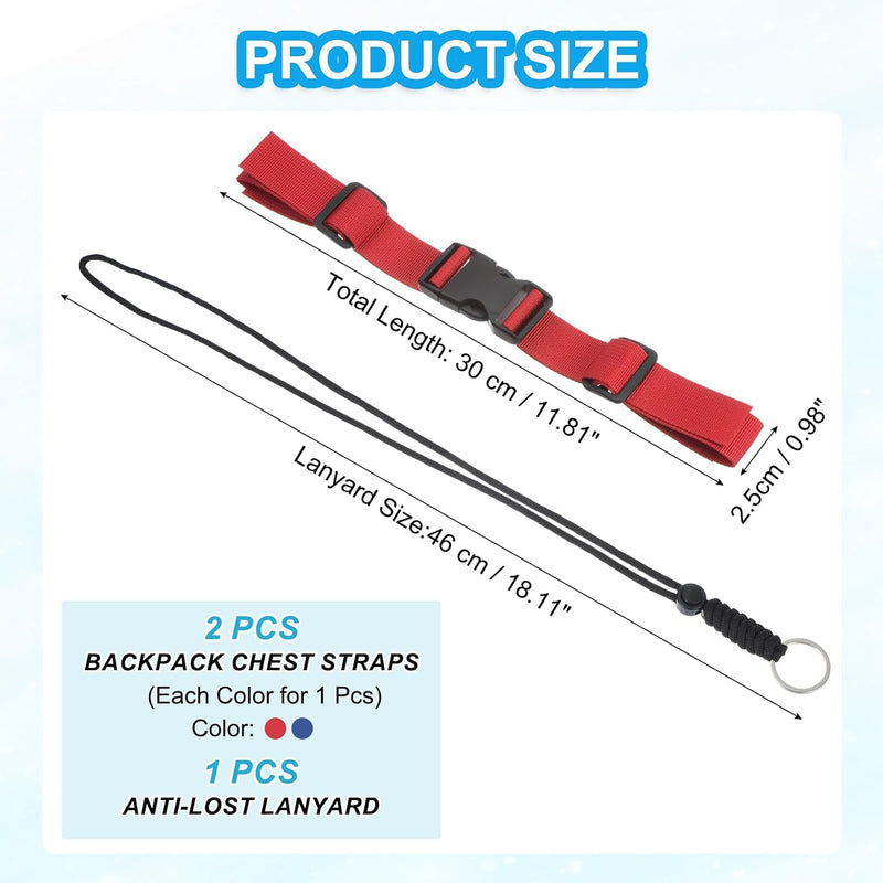 Laad afbeelding in Galerijviewer, Verstelbare rugzak borstband set met snelgesp en veiligheidskoord – borstriem – outdoor accessoires
