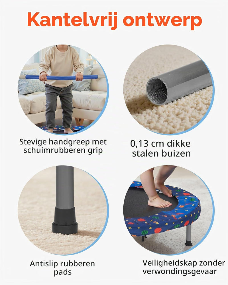 Chargez l'image dans la visionneuse de la galerie, Kindertrampoline 91 cm opvouwbaar met handgreep en antislip poten – mini trampoline – indoor trampoline
