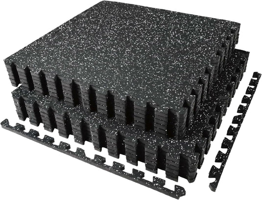 Puzzelmat fitness 12 stuks – 60 x 60 x 1,4 cm – antislip rubber en EVA vloerbescherming voor homegym – zwart/wit