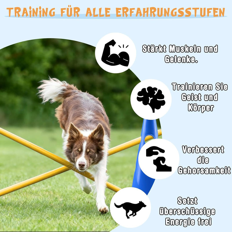 Laden Sie das Bild in Galerie -Viewer, Agility hindernisset met 8 kegels en 8 verstelbare stangen 32 cm – hondentraining – sporthorden
