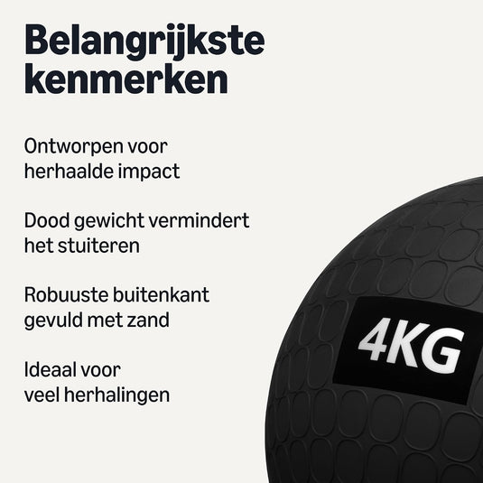 Slam ball met antislip oppervlak en zandvulling 4-12 kg – medicine ball – fitnessbal