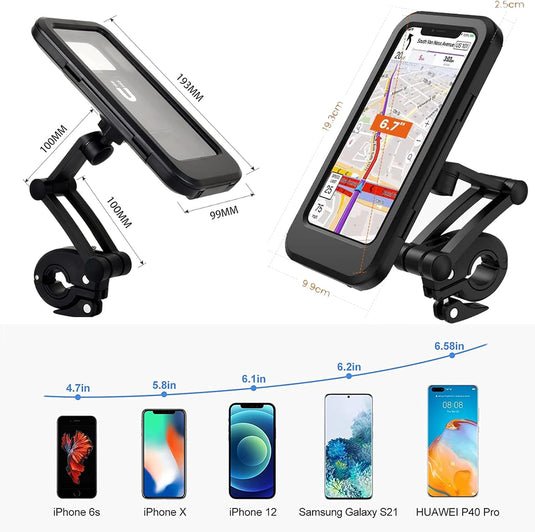 Fiets mobiele telefoonhouder motorfiets universele houder fiets waterdicht touchscreen met 360° draaibare outdoor fietshouder telefoonhouder telefoonhouder voor smartphones tot 6,7 inch