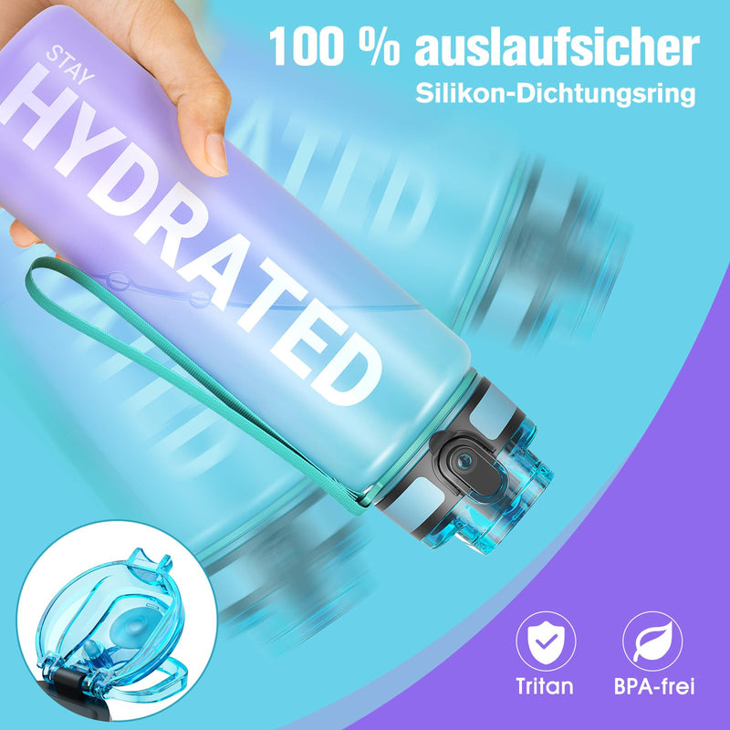 Laden Sie das Bild in Galerie -Viewer, Drinkfles 750 ml BPA-vrij met tijdmarkeringen en lekvrije dop – waterfles – sportfles
