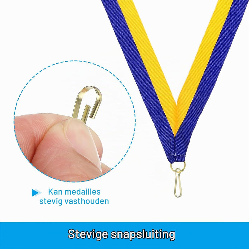 Laad afbeelding in Galerijviewer, Medaille neklinten 10 stuks 44 x 2,5 cm met klikclip – award linten – sport accessoires
