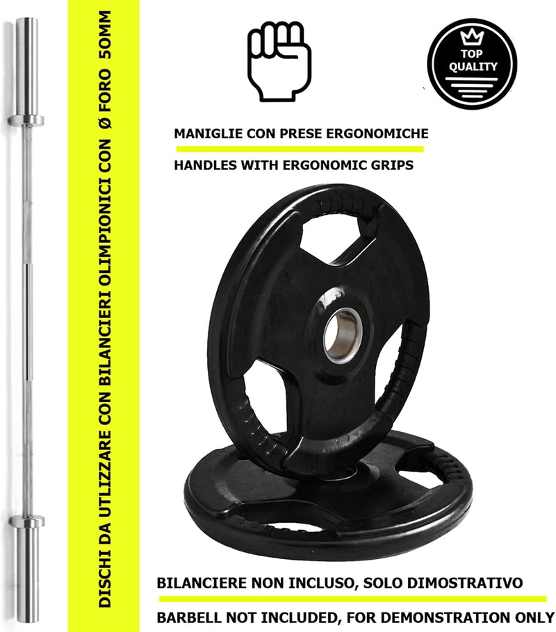 Laad afbeelding in Galerijviewer, Olympische tri-grip gewichtsschijven rubber 50 mm
