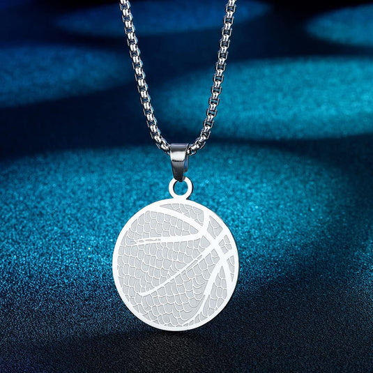 Basketbal ketting met hanger roestvrij staal