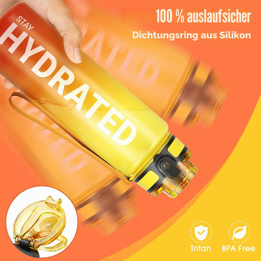 Drinkfles 750 ml BPA-vrij met tijdmarkeringen en lekvrije dop – waterfles – sportfles