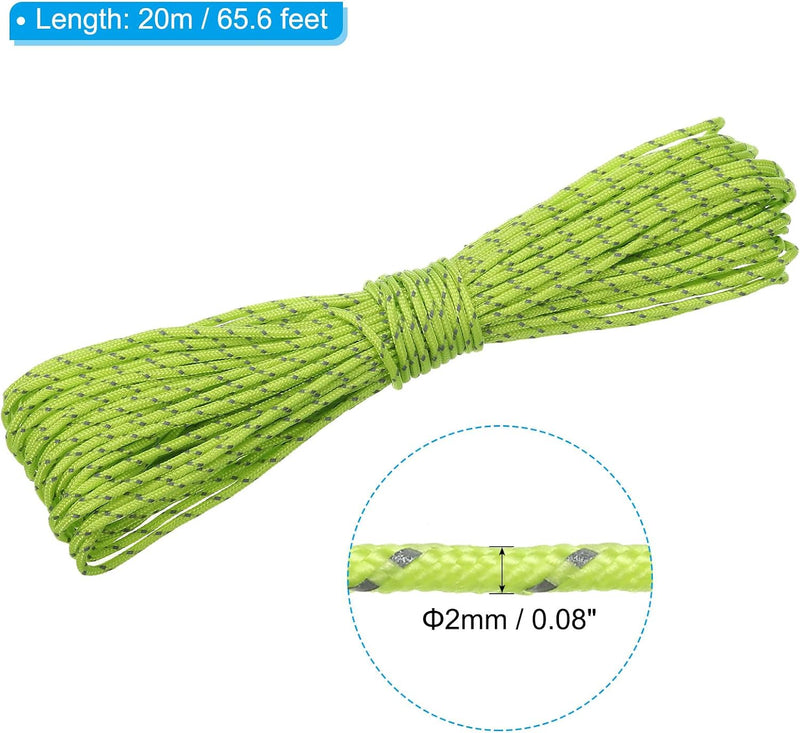 Laden Sie das Bild in Galerie -Viewer, Reflecterend tentkoord 20 meter x 2 mm fluorescerend groen – scheerlijn – camping touw
